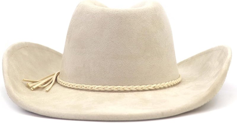 CCAKXCJJ Western Cowboy Hat for Women Men Classic Fedora Hats Wide Brim Suede Cowboy Hat for Women with Buckle Belt - Image 5